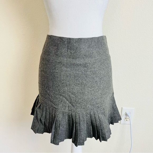 GAP Grey Wool Pleated Button Drop Waist Detail Side Zip Skirt - Picture 11 of 13